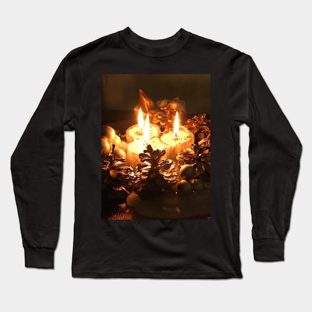 Three pine cone romantic candles Long Sleeve T-Shirt by Khala